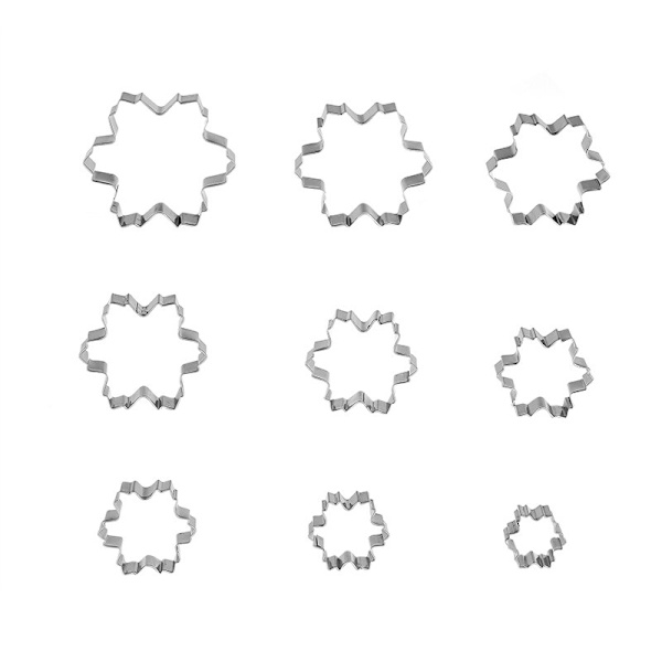 9st Snöflinga Form Rostfritt stål Cookie Cutter Cake