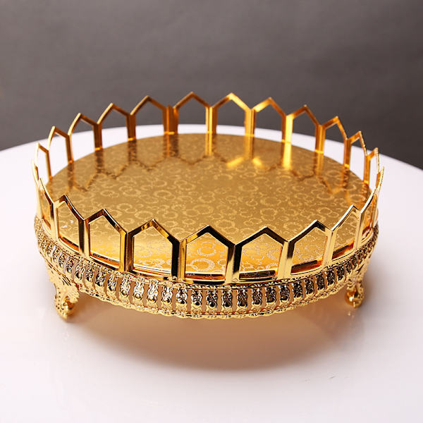 Metallbricka Lyxtallrik Guldfinish Hollow Cake Stand