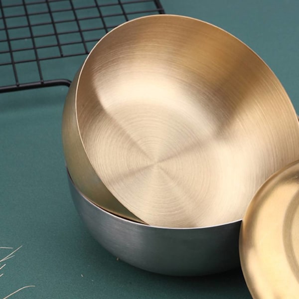 304 rostfritt stål slipskål med cover, koreanskt ris Silver 12cm