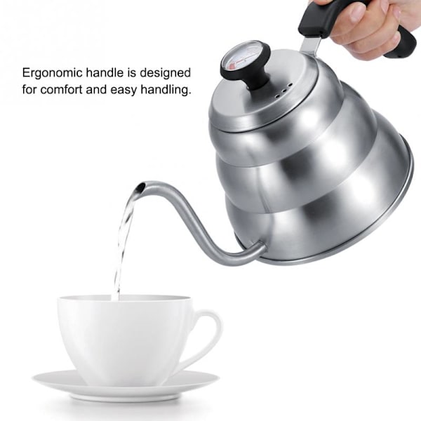 1,2L tekanna i rostfritt stål svanhals Häll kaffedropp