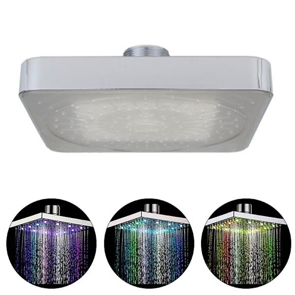 Färgglada LED fyrkantiga regnduschhuvud Spary Light Water