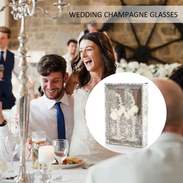 2st Bröllop Champagne Glasögon Set Brud Brudgum Rostning