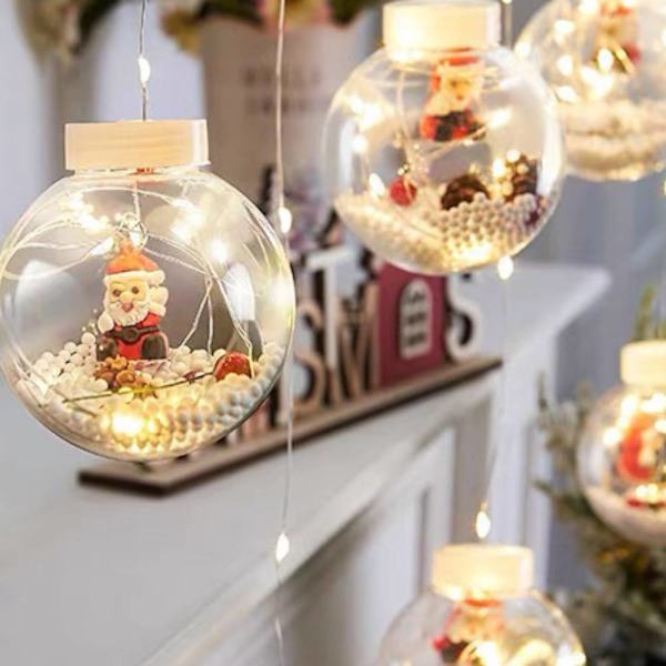 LED dekorativa önskebollsljus, Santa Claus Snowman Transparent Santa Claus