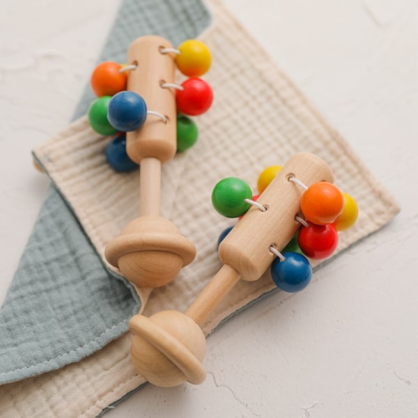 Toy Hand Rattle 1st Trä Interactive Babies Toy For