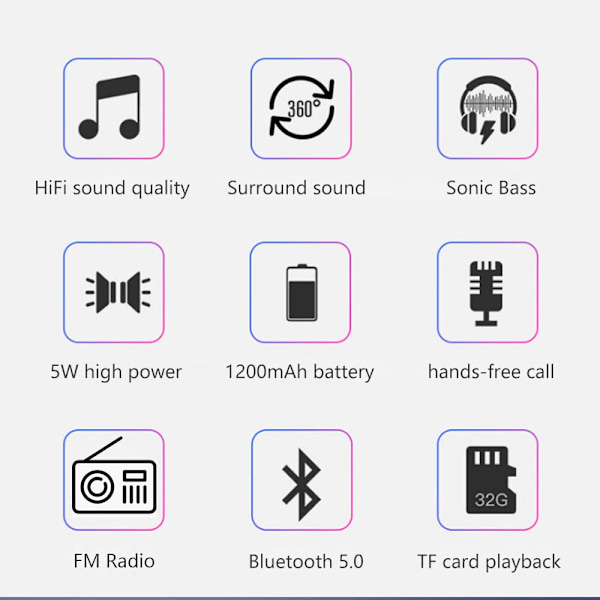 Bärbar trådlös Bluetooth -högtalare Subwoofer Stereo