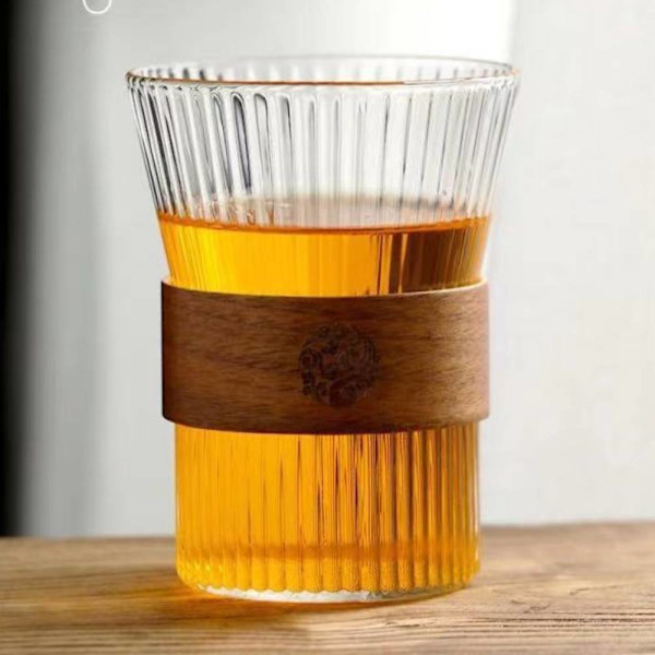300ml Retro-stil randigt glas kaffemugg, hushållsvatten