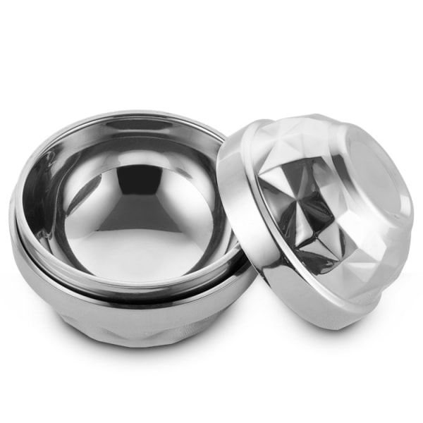Rostfritt stål förtjockad diamantskål, anti-fall Silver 12cm