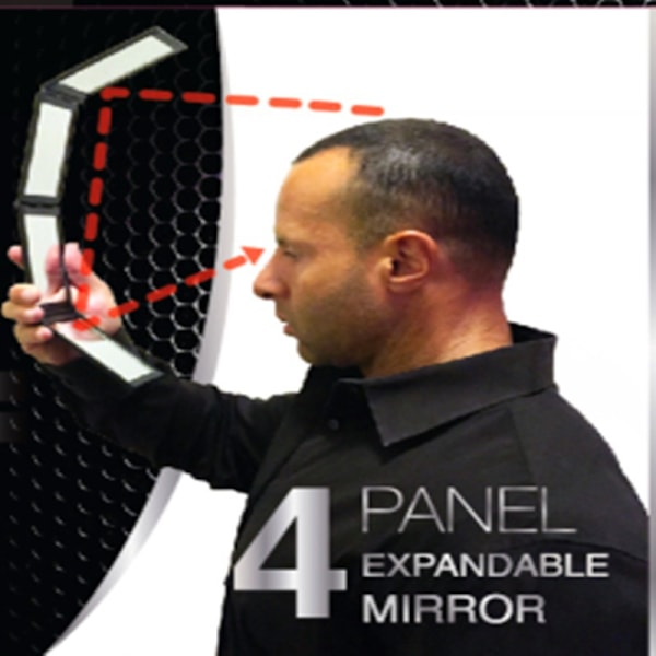 Fyra speglar för din egen frisyr, du kan titta tillbaka på Black folding mirror