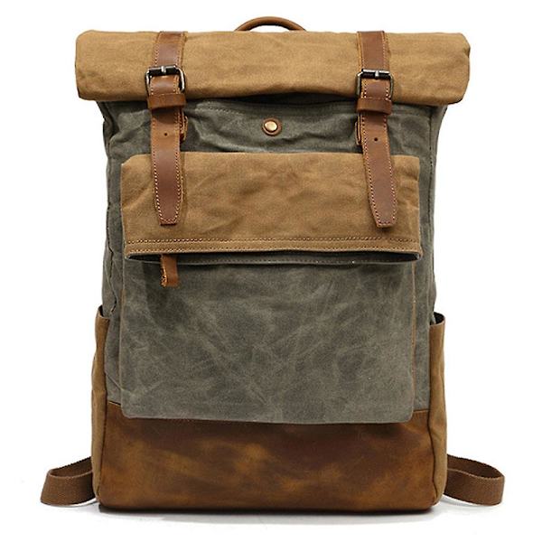 Outdoor Travel Bag Crazy Horse Läder Casual Ryggsäck Herr