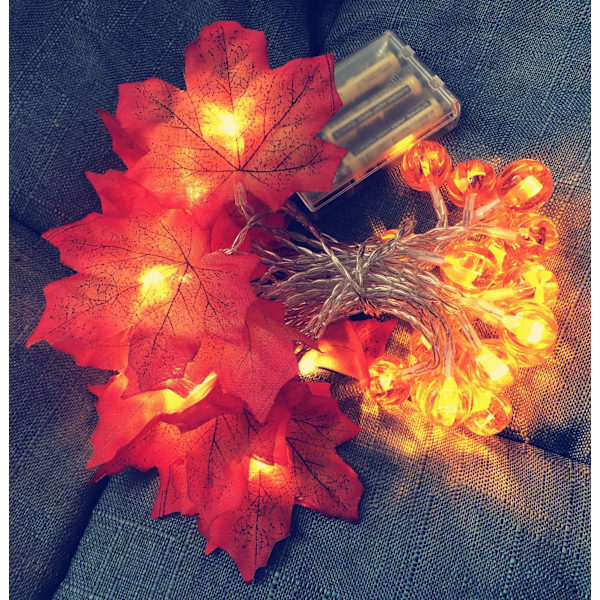 LED Pumpa Maple Leaf String Lights, Thanksgiving Christmas Colorful Maple Leaf String Lights 3m