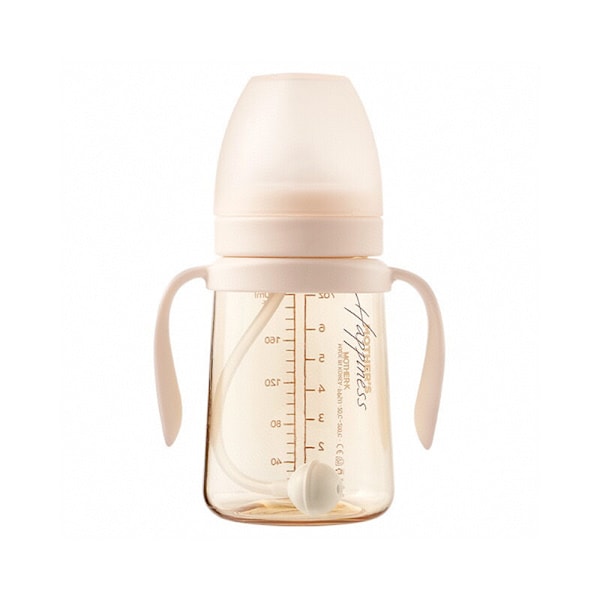 200 ml baby nappflaska, avvänjningsanordning med handtag, Beige