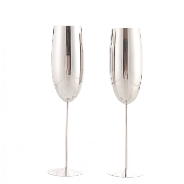 2 st 250ml rostfritt stål bägare Champagne glasögon flöjt