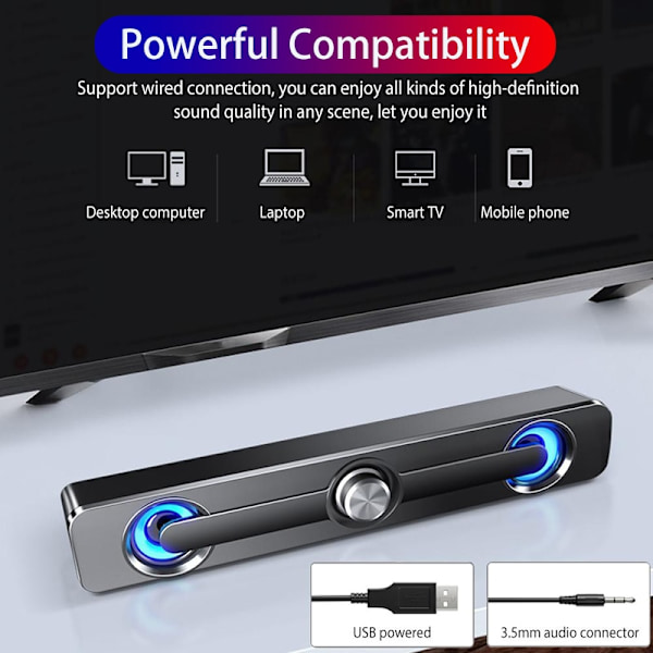 Svart bluetooth sound bar TV USB dator högtalare sound bar