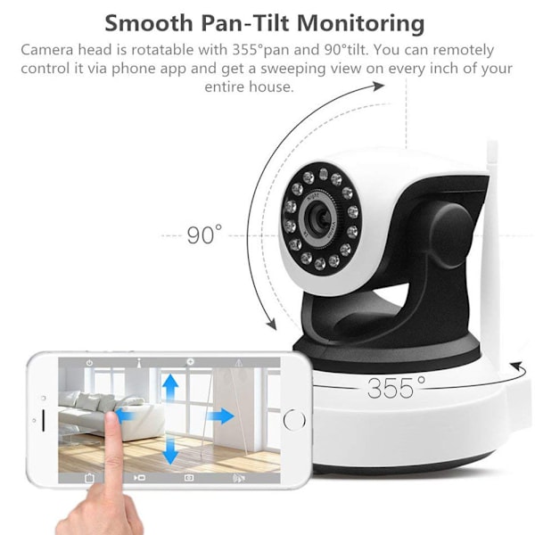 Wifi inomhus CCTV-övervakning Pan/tilt trådlös kamera två