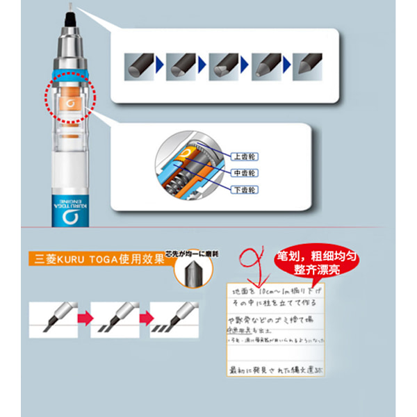 Svart Japan mekanisk penna1 stycken / batch 0,5 mm bly