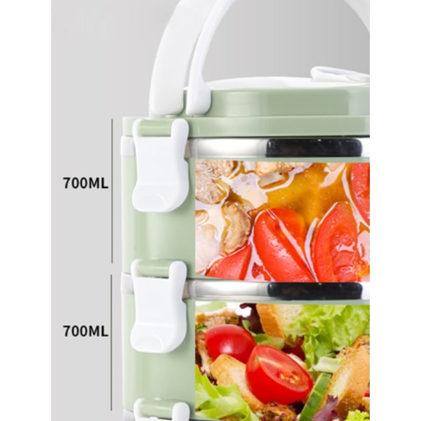 2 Layer Lunch Box Bärbar rostfritt stål Thermal för mat
