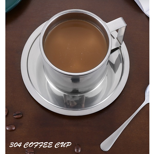 Kopp & fat Set med rostfri sked kaffeapparat