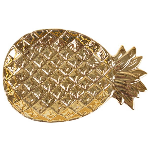 Keramisk ananas förvaringsbricka gyllene ananas formad