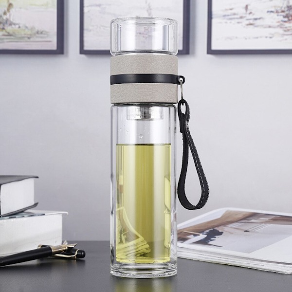 400ML glasvattenflaskor för Dink-te med infusionsenhet Dubbel