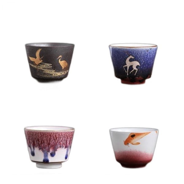 Japansk stil handgjord ugnsbakad keramisk kopp 4 set