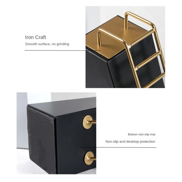 2 ST Creative Metal bokstöd, hushållstrapetsformade Black