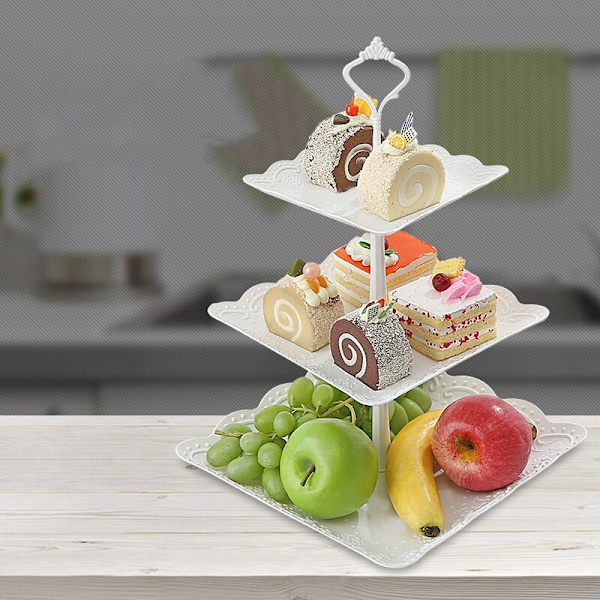 3-vånings Cupcake Display Stand Dessert Tower Fruktbricka För
