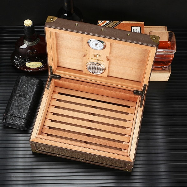 Bärbar case Travel Humidor Box Stor kapacitet Cedar