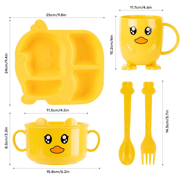 5st Barnservis Plastskål Set Cartoon Kids