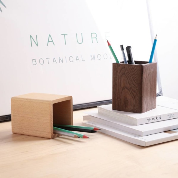 Creative pennhållare i massivt trä, skrivbordsförvaring i svart valnöt Wood Black walnut tenon and tenon