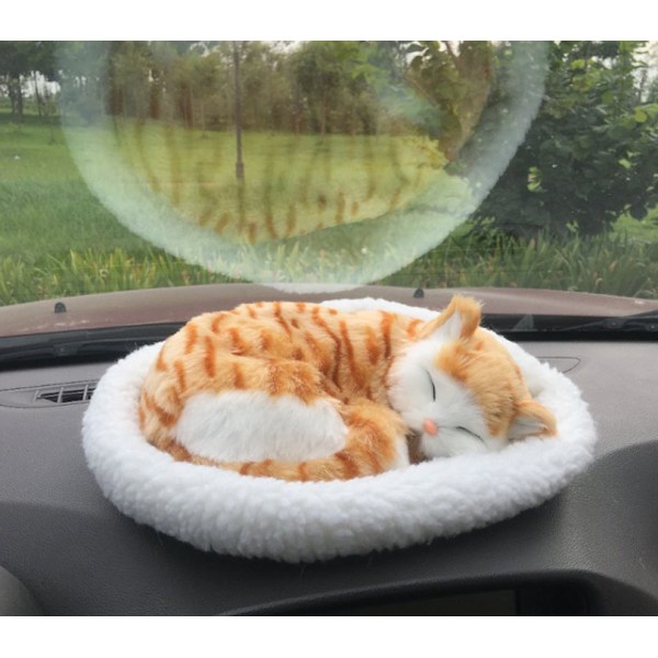 Realistisk sovplyschleksak Andande katt lurvig hund fylld