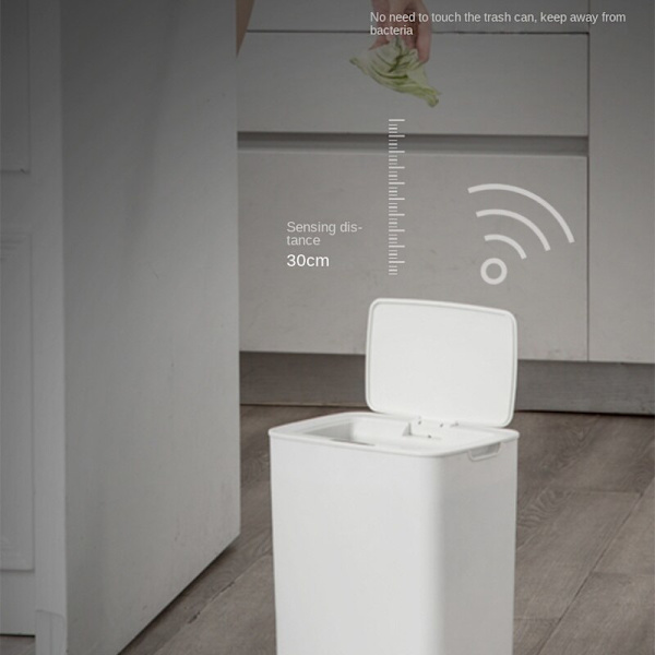 Uppladdningsbar papperskorg, Smart Sensor papperskorg, hushåll White rechargeable