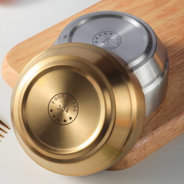 304 risskål i rostfritt stål med cover, dubbel isolering Gold 13cm