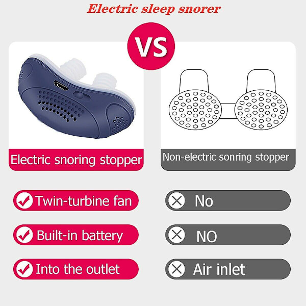 Anti-snarkningsutrustning Elektrisk Mini Cpap Snore Stop Device Blue