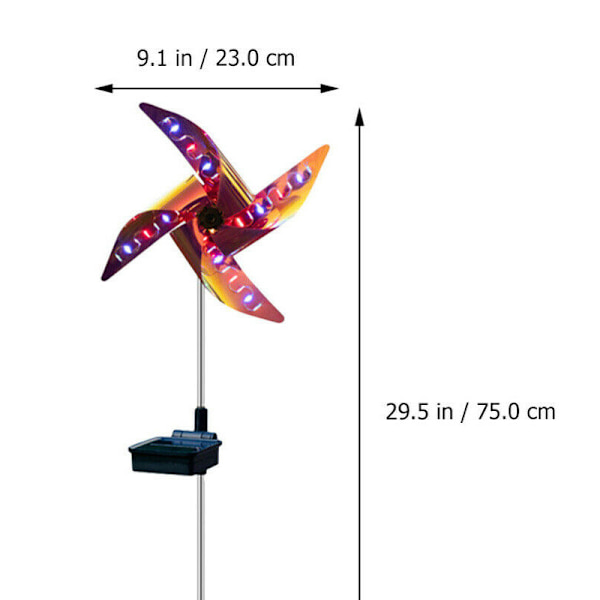 Solar Spinner Multi-color Led-belysning, gräsmatta prydnad vind