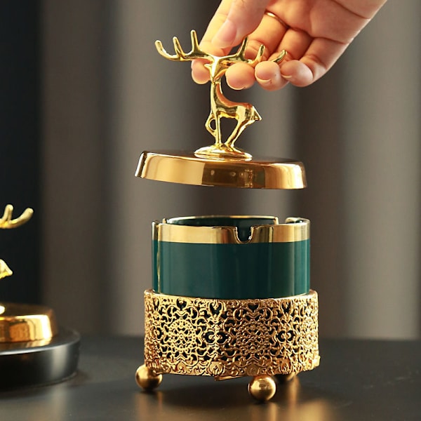 Dekoration Vardagsrum Älg Guld Ram Smaragd Keramik