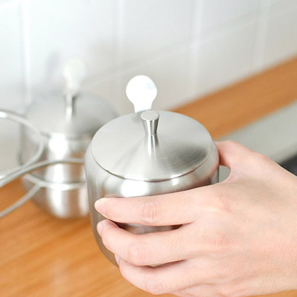 350 ml sockerskål i rostfritt stål kaffekryddburk