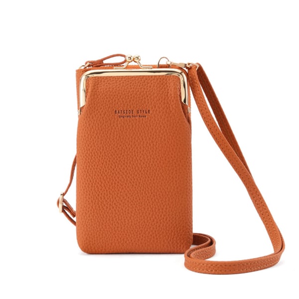 Vertikal plånbok för damer, dragkedja med stor kapacitet mellan längd Brown