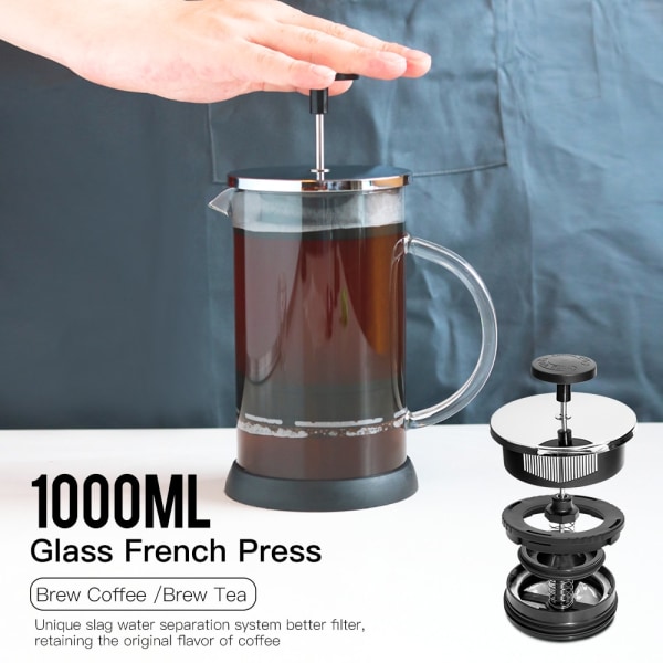 1000ML kaffekanna i rostfritt stål Kaffekanna fransk press