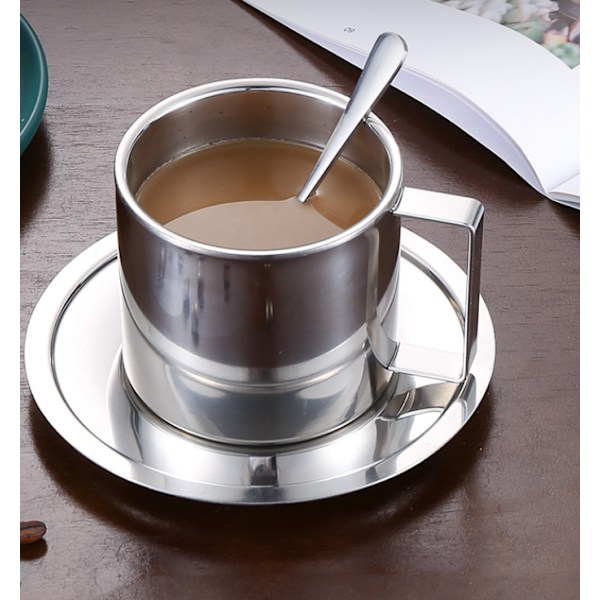 Kopp & fat Set med rostfri sked kaffeapparat