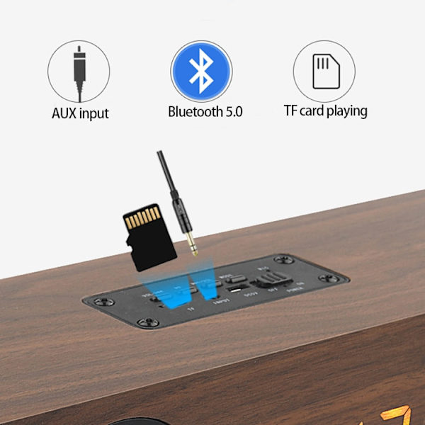 Trä TV Soundbar Bärbar Bluetooth -högtalare trådlös