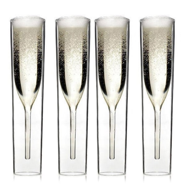 Double Wall Champagne Flutes Munblåst Återanvändbart Glas Best