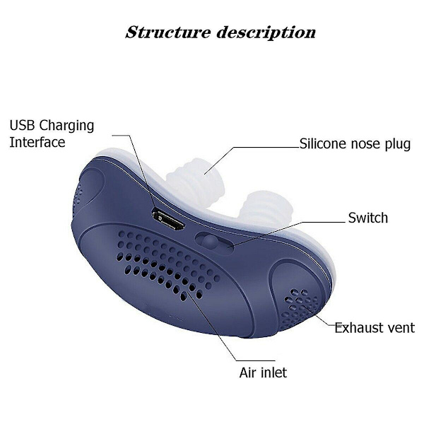 Anti-snarkningsutrustning Elektrisk Mini Cpap Snore Stop Device Blue