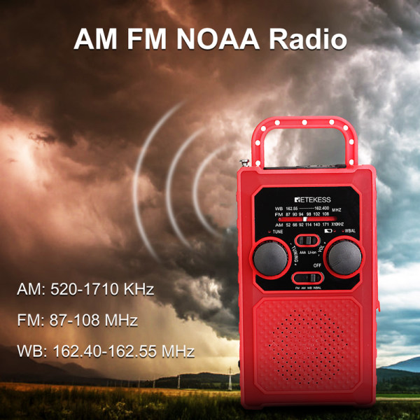 FM AM NOAA SOS Bärbar Nödradio Vattentät LED