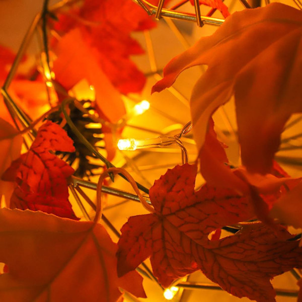 Simulering Led Maple Leaf Rattan Light String, Halloween Red
