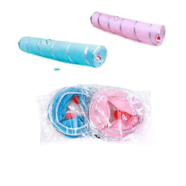 2 Way Cat Tunnel Pet Play Tube - hopfällbar tunnel för