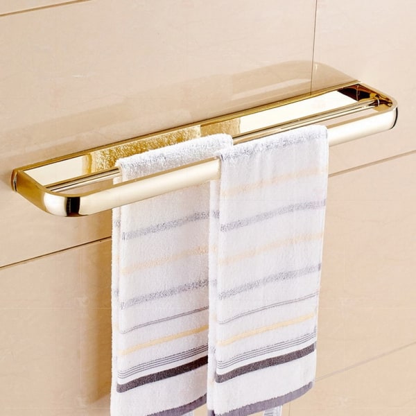 Guld polerad mässing fyrkantig badrumsmaskin handdukshylla