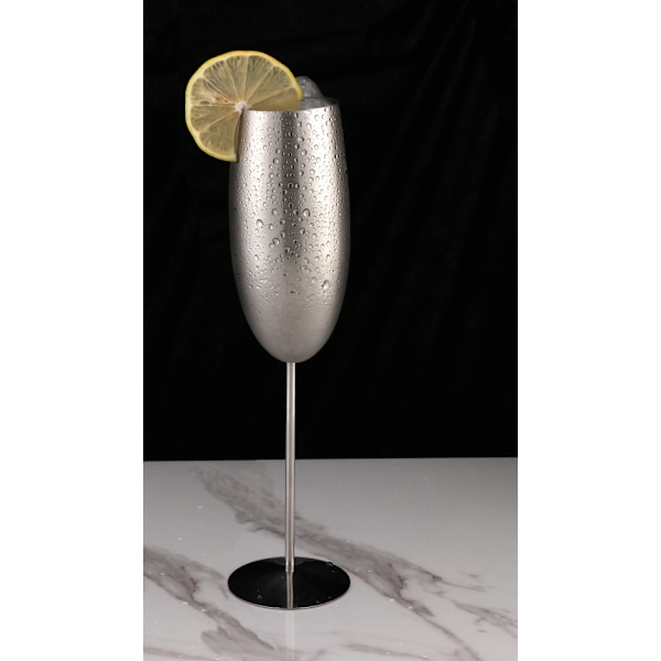 2 st 250ml rostfritt stål bägare Champagne glasögon flöjt
