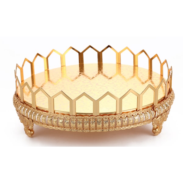 Metallbricka Lyxtallrik Guldfinish Hollow Cake Stand