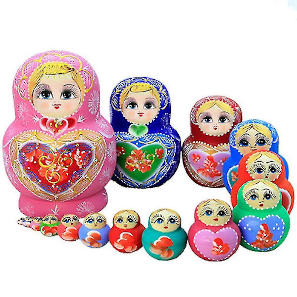 Matryoshka rysk 15-lagers docka basträ målad barn