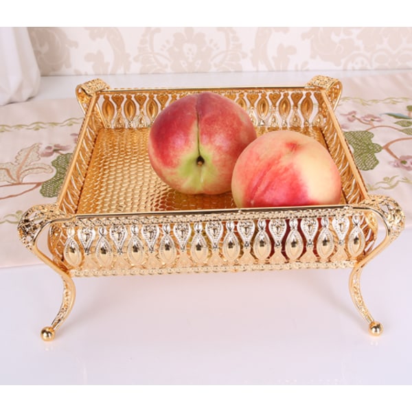 20*20*10cm Rose Gold Fruktbricka Ljus Spegel Glas Vintage
